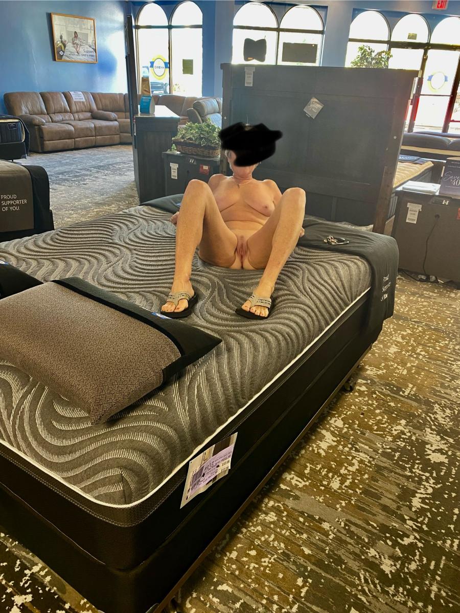 Debbie's Dare teasing an innocent mattress salesman naked