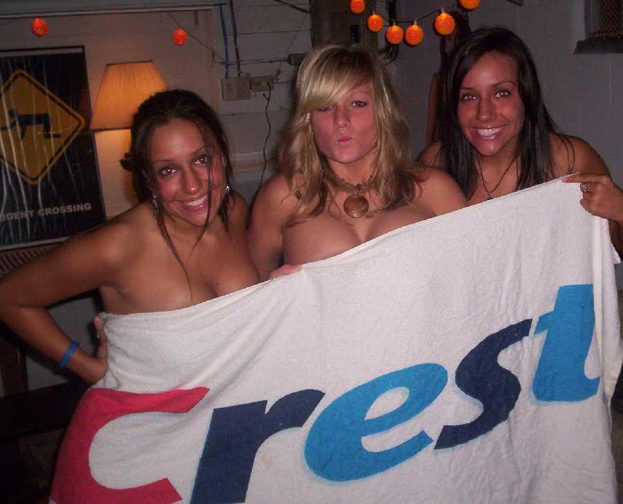 Girls Hiding Naked behind a Towel - ENF.