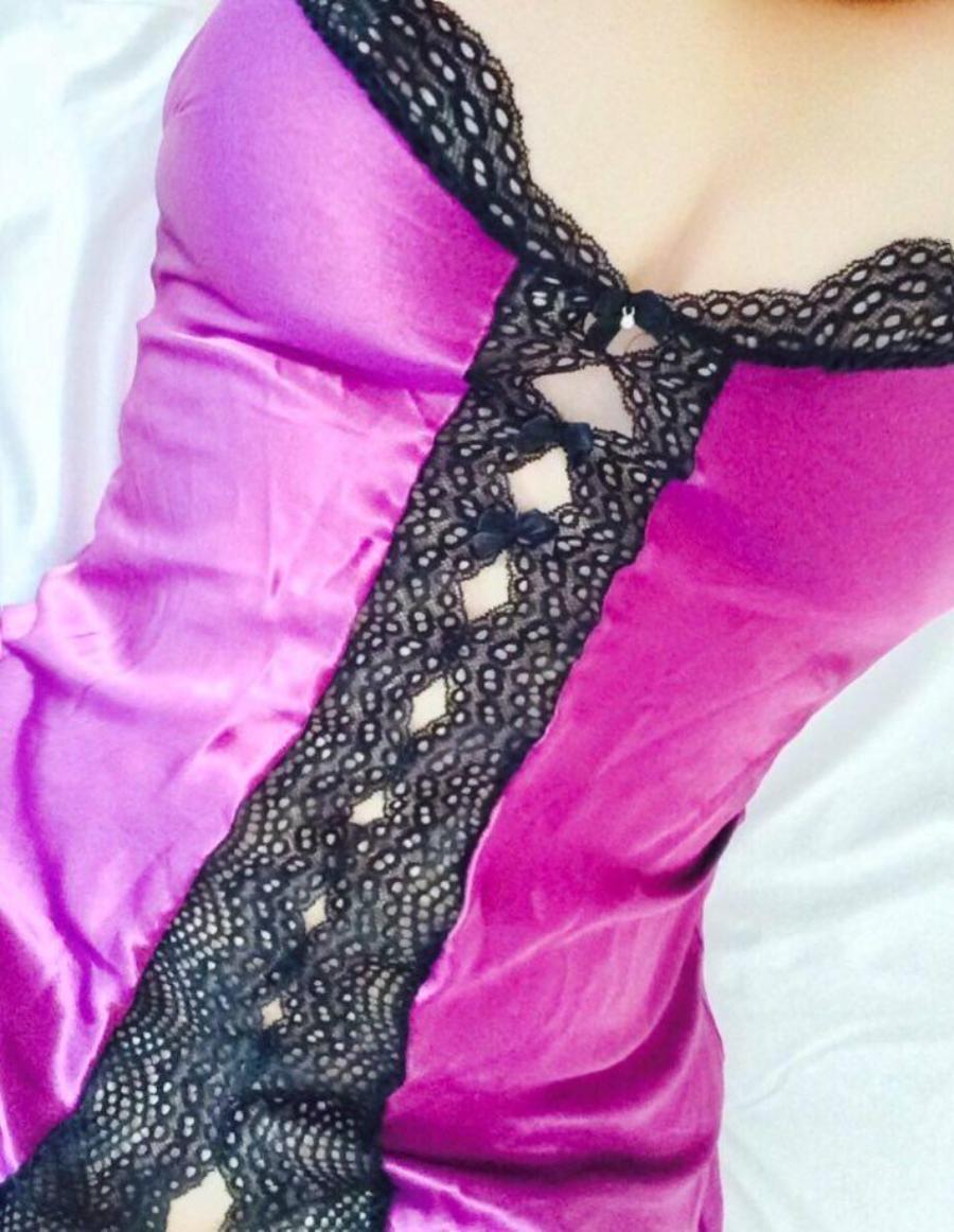 Purple Corset on Half naked Wife